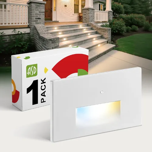 Vista 23 de ASD Lámpara LED Empotrada para Escalones, Iluminación de Peldaños para Escaleras de Exterior e Interior 3CCT, Regulable, Impermeable, Listado ETL