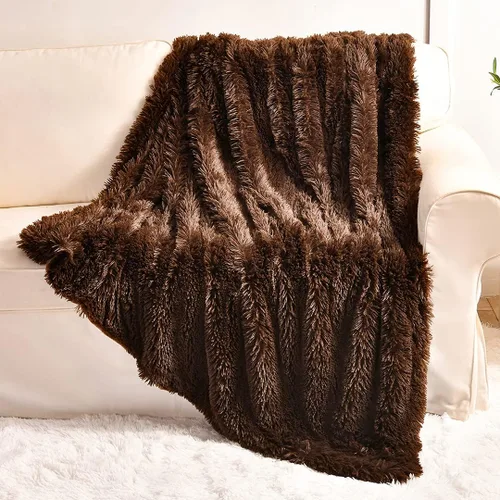 Vista 22 de YUSOKI manta de piel sintética extrasuave con pelos largos, transpirable, de 50 x 60 pulgadas, mullida, acogedora y cómoda, de microfibra de lujo