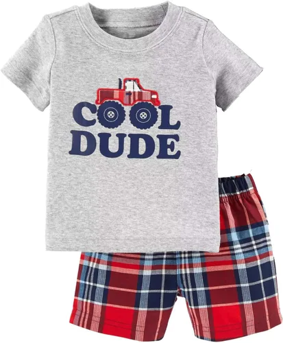 Vista 4 de Conjunto de camiseta de manga corta y pantalón corto de algodón para niño pequeño