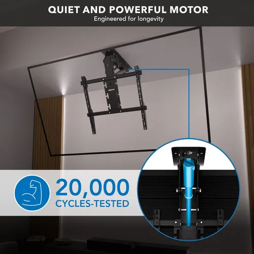 Vista 4 de Mount-It! Soporte motorizado para TV de techo – Soporte de TV eléctrico silencioso abatible para pantallas de 50 a 90 pulgadas, diseño desplegable