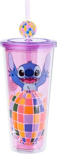 Vista 38 de Silver Buffalo Disney Una Loca Aventura de Goofy con Goofy, Max Goof, Roxanne y Bobby Zimuruski - Vaso de plástico para bebidas frías con tapa