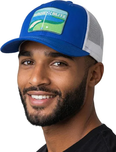 Vista 15 de Funky Junque Gorra de béisbol para hombre y mujer, diseño de camionero, con cierre de malla, ajustable, retro, transpirable Birdie Blitz - Beige