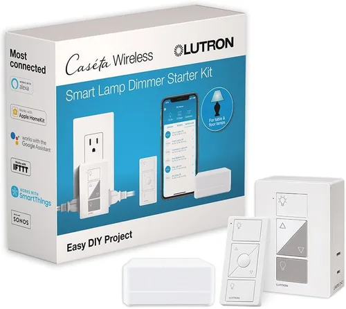 Vista 14 de Lutron Caseta Deluxe Smart Lamp Dimmer Starter Kit: 2 atenuadores de lámpara y más
