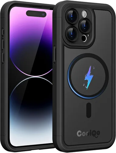 Vista 20 de COOLQO Funda magnética para iPhone 12, doble capa mate resistente a los arañazos, color negro