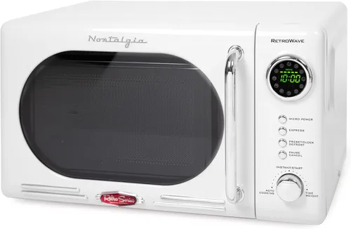 Vista 33 de Nostalgia Retro - Horno de microondas para encimera - Incluye 12 ajustes preprogramados y reloj digital - 0.9 pies cúbicos - 800 vatios - Amarillo