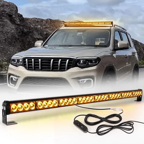 Vista 2 de Luces estroboscópicas LED de 36 pulgadas, amarillas, intermitentes, advertencia de seguridad, barra de luz estroboscópica de emergencia, precaución
