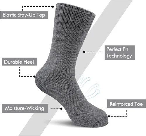 Vista 3 de YUVFEHY Paquete de 6 calcetines de lana para hombre, calcetines de invierno suaves y cálidos, calcetines casuales para hombre, calcetines para botas