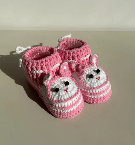 Vista 5 de DFXIU Botines de bebé recién nacido, transpirables y cómodos, a mano, de ganchillo, suave, de dibujos animados, para bebés de 0 a 1 año