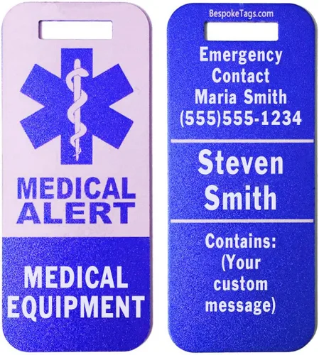 Vista 11 de Etiqueta de alerta médica Equipo médico - Información grabada personalizada (negro)