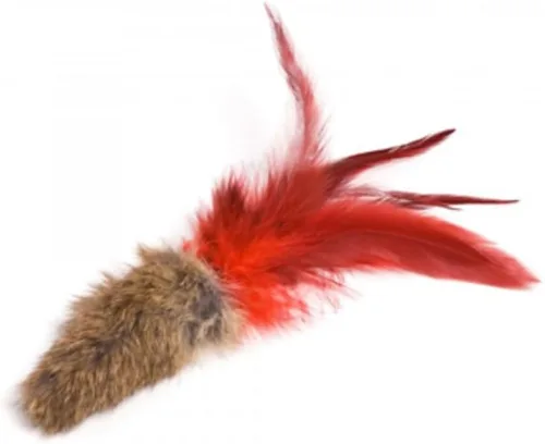 Vista 6 de GoCat Da Fur Thing - Juguete de piel de conejo y plumas relleno con hierba gatera