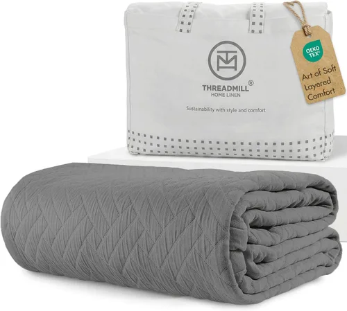 Vista 23 de Threadmill Mantas de Algodón de Lujo para Cama de Tamaño King Manta de Algodón 100% Acogedora para Todas las Estaciones Colcha Jacquard Aster