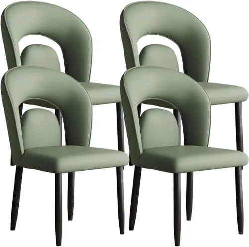 Vista 31 de YVYKFZD Leather Dining Chairs, Kitchen Chairs Set with Curved Back, Upholstered Dining Room Chair, Armless Comfy Side Chair, for Living Room, Dark