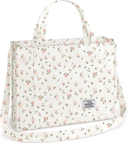 Vista 22 de Corduroy Tote Bag for Women Small Satchel Bag Mini Tote Bag Aesthetic Crossbody Handbag - School Work Travel Shopping