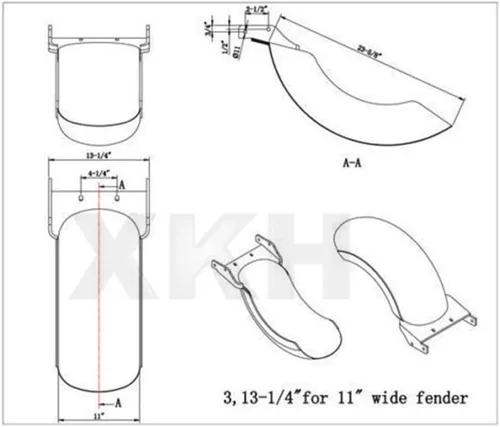 Vista 3 de XKH Grupo 9" Custom Fender Fit 180 – 200 Amplia Tire strutless trasera para Harley Softail Fat Boy