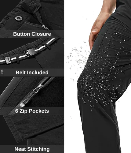 Vista 5 de Pantalones de senderismo para hombre, pantalones de viaje de secado rápido, pantalones de trabajo elásticos, pantalones ligeros para exteriores