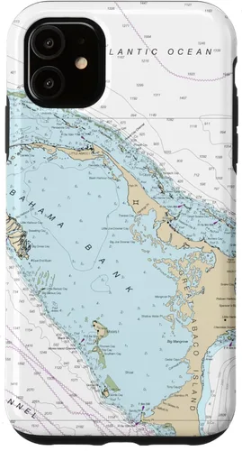 Vista 8 de iPhone 16 Nautical Chart - Abaco Islands, Bahamas, Caribbean Case