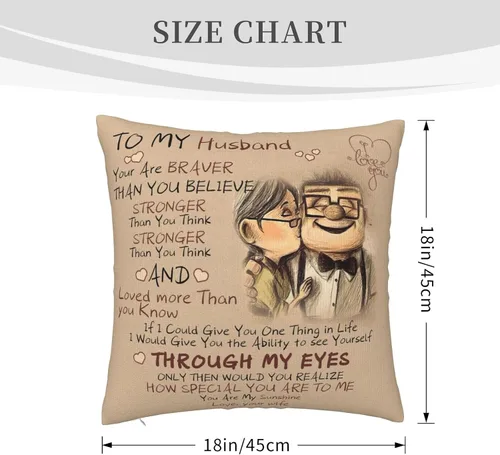 Vista 2 de Fundas de almohada de regalo para marido de parte de la esposa, fundas de almohada de Carl y Ellie, fundas de almohada de amor, para aniversario