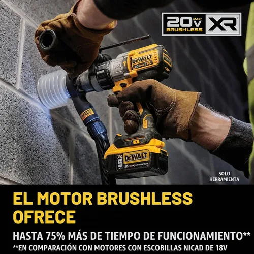 Vista 3 de DEWALT Taladro de martillo inalámbrico MAX XR de 20 V, sin escobillas, resistente de 1/2 pulgada, 3 velocidades, solo herramienta (DCD996B)