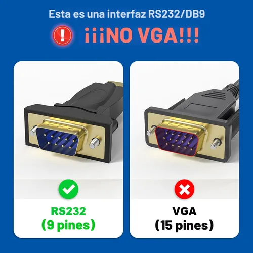 Vista 2 de Cable adaptador de puerto serie USB tipo C a RS232 DB9, chipset FTDI, compatible con Windows 11, 10, 8, 7 y Mac Linux