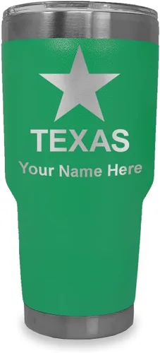 Vista 27 de LaserGram Vaso aislado al vacío de 20 onzas, bandera de Texas, grabado personalizado incluido (negro)