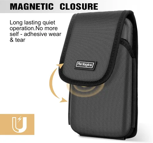 Vista 4 de Perilogics Funda acolchada de EVA para teléfono con cierre magnético, tela de sarga protectora y clip para cinturón personalizado, compatible