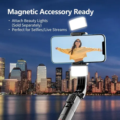 Vista 4 de Estabilizador de cardán para teléfono, selfie stick y trípode con control remoto Interruptor horizontal/vertical de un solo toque y rotación