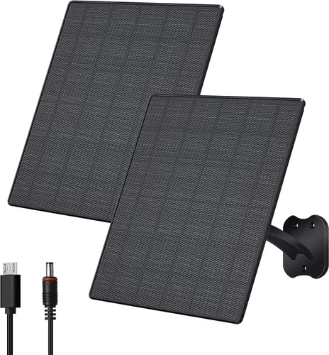 Vista 8 de Zivif Panel Solar de 8W para Cámaras de Seguridad, Cargador de Panel Solar para Cámara con Cable USB-C, DC 5.5x2.1mm y Puerto Micro USB, Resistente