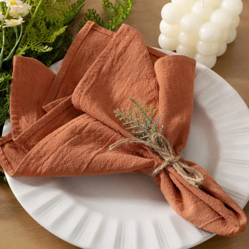 Vista 20 de Servilletas de tela de otoño, lavables, reutilizables, de lino, boda, fiesta, hogar, decoración de mesa Beige Set of 4 Bulk Cotton Napkins 17"x17