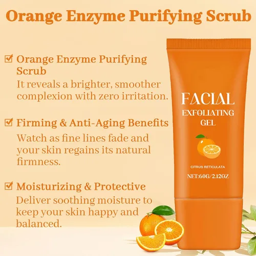 Vista 4 de Gel exfoliante facial, exfoliante hidratante de limpieza profunda con fórmula vegetal natural, rejuvenecimiento de la piel, exfoliante purificador