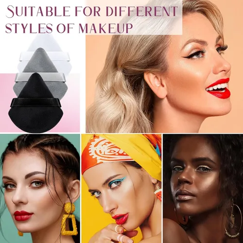 Vista 7 de Meanplan 90 esponjas de maquillaje con forma de triángulo suave, con correa, licuadoras y esponjas de maquillaje, base cosmética, herramienta