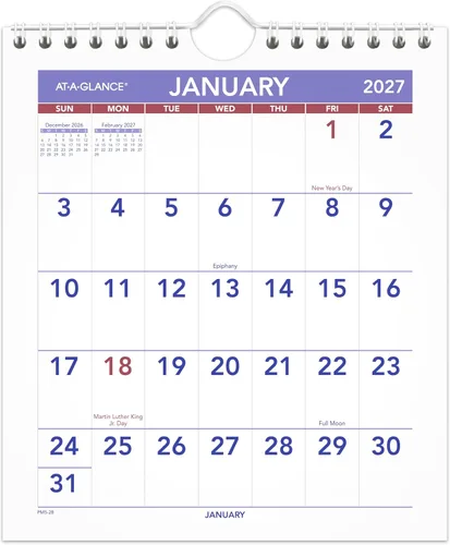 Vista 11 de AT-A-GLANCE Calendario de pared 2027, mensual, planificador de 20 x 30 pulgadas, bloques diarios a rayas (PM42827)