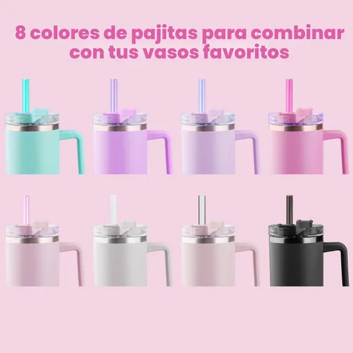 Vista 6 de Popote de repuesto compatible con Stanley Quencher de 40 onzas, vaso de 30 onzas, popotes reutilizables extra largos de 12 pulgadas para vasos de 40