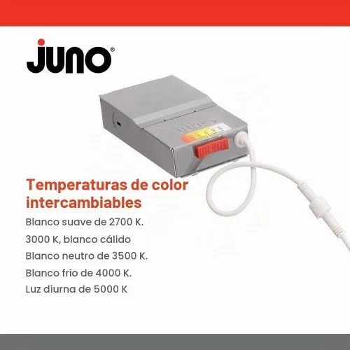 Vista 3 de Juno Luces LED empotrables de 6 pulgadas, luz descendente de oblea redonda 5 en 1, temperatura de color blanco conmutable, 120 voltios, borde plano