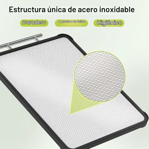 Vista 3 de Tabla de cortar de acero inoxidable, tablas de cortar de acero inoxidable 316 de doble cara para cocina, tabla de cortar PP 2 en 1 de grado