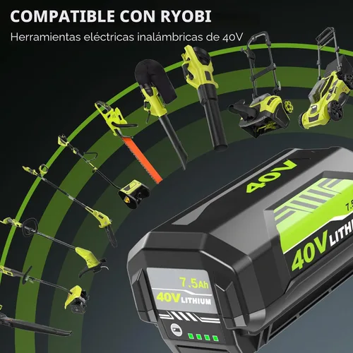 Vista 3 de Paquete de 1 repuesto actualizado a 7.5Ah para batería Ryobi de 40 V