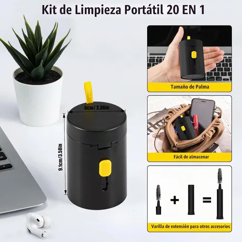 Vista 6 de walrfid Kit de Limpiador de Pantalla de Laptop y Teléfono, Spray de Limpieza con Cepillo para Teclado de Computadora para iPhone AirPods MacBook