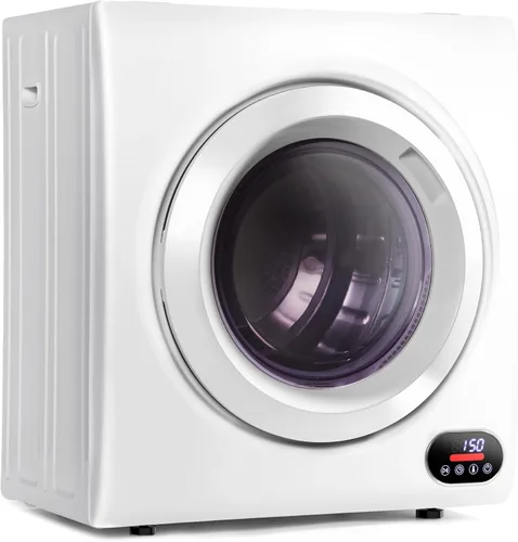Vista 8 de Euhomy Secadora de ropa compacta, 2.65 pies cúbicos de carga frontal, de acero inoxidable, con tubo de escape, 1400 W, panel de control LCD