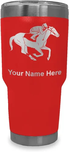 Vista 26 de LaserGram Vaso aislado al vacío de 20 onzas, carreras de caballos, grabado personalizado incluido (negro)