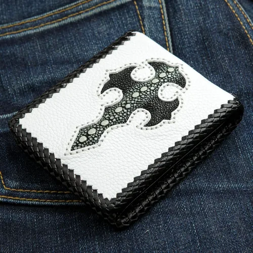 Vista 5 de White Stingray Skin - Cartera de motociclista para hombre talla M Blanco Cartera