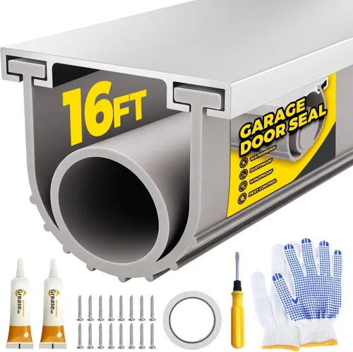 Vista 17 de Holikme Sello para puerta de garaje, kit de retención de riel de aluminio preperforado, fácil de instalar, combinación de anillo en U + O duradero