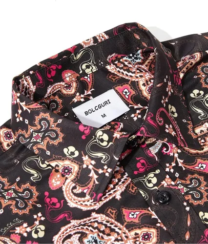 Vista 3 de Camisas de vestir florales para hombre, diseño de lujo, estampado 3D, retro, vibrante, casual, con botones, para fiesta en la playa, club