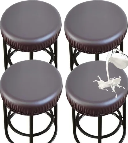Vista 8 de HFCNMY Fundas para taburetes redondas, elásticas de poliuretano redondo, impermeables, fundas de asiento para taburetes de bar, fundas de asiento