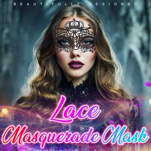 Vista 6 de Nicute Máscara de encaje para mascarada, máscaras negras de Halloween para mujer