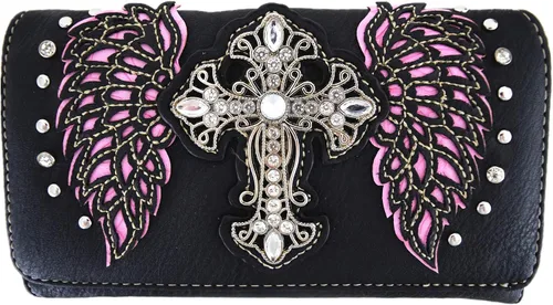 Vista 3 de Juego de cartera de estilo occidental con alas cortadas con láser para mujer