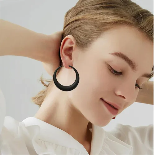 Vista 3 de ONLYJUMP Aretes circulares redondos grandes exagerados para mujer, aretes retro clásicos de neón