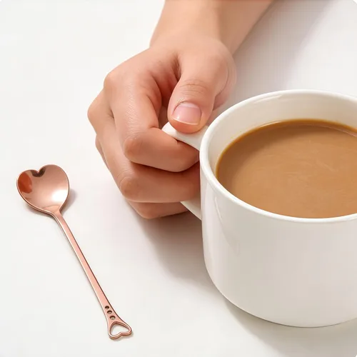 Vista 7 de jinyatu - Cuchara de postre de acero inoxidable con forma de corazón, accesorio de cocina para pastel, té, azúcar, helado, fruta, 8 piezas (oro rosa)