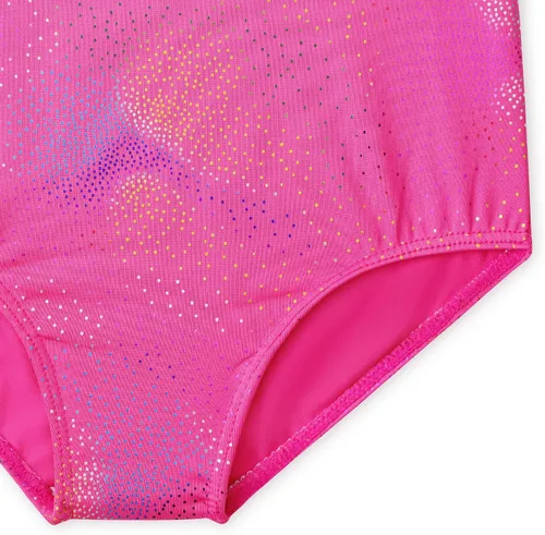 Vista 5 de HOZIY Leotardos para niñas, ballet, gimnasia, sin mangas, manga larga, destellos coloridos, azul aguamarina, rosa, morado, color liso