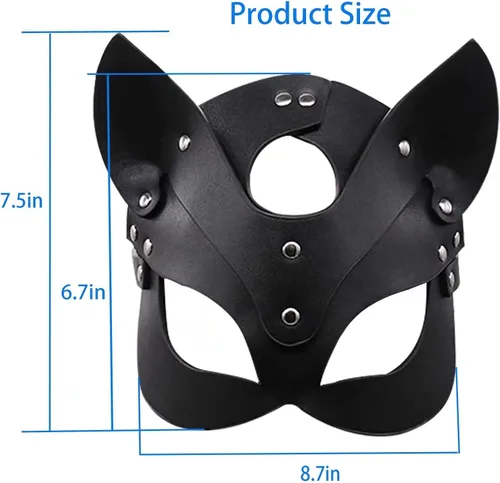 Vista 2 de Woman Leather Cat Mask Costume Bunny Fox Masks,Animal Half Face Mask Cosplay Halloween Party Women Ladies