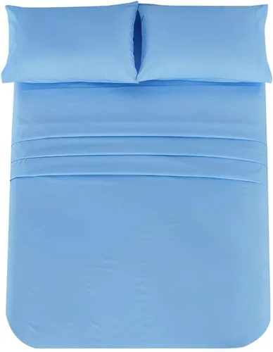 Vista 4 de Juego de sábanas de percal de 200 hilos, mezcla de algodón y poliéster, sin arrugas, transpirable, sensación refrescante y fresca, 60 algodón y 40
