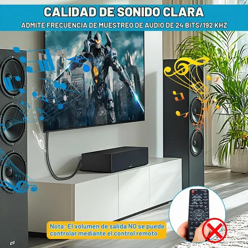Vista 6 de Convertidor de audio HDMI eARC/ARC a coaxial de 192 KHz para TV a sistema de sonido, Plug & Play ARC a cable coaxial Adaptador extractor de audio